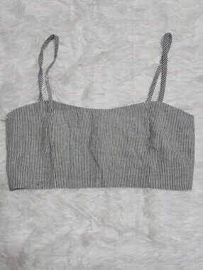 Brandy Melville Blue and White Striped Kids Cropped Cami